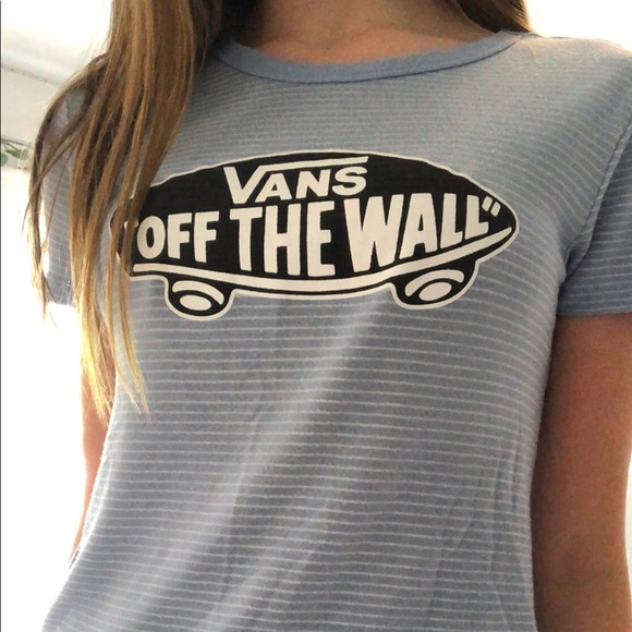 Vans Tops - Vans white and blue striped shirt womens xs